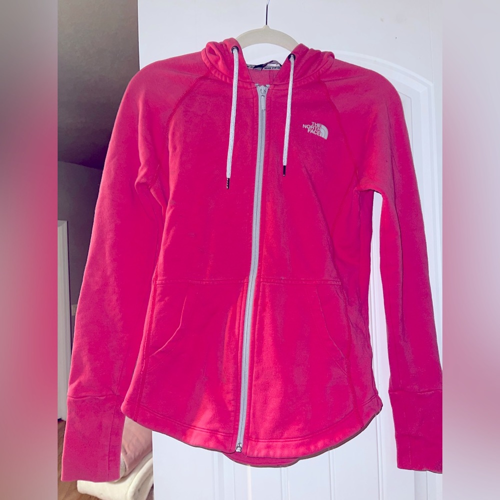 North face HOT pink sweater, size small.